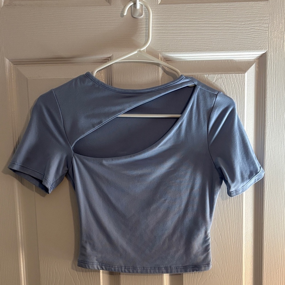 Windsor Light Blue Asymmetrical Crop Top